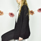 Cute fuzzy Benetton cardigan sweater jumper pullover in black
