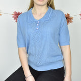 Vintage tee tshirt jumper sweater top pullover in baby blue