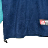 Vintage Adidas fuzzy zip neck sweatshirt jumper sweater pullover hoodie in cyan and dark blue