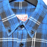 Vintage Wolferland formal button down shirt t-shirt tee top blouse in blue and black