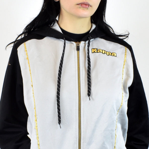 Vintage Kappa hoodie sweatshirt jumper pullover in white and black