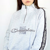Vintage Champion half zip sweatshirt jumper sweater pullover hoodie in gray