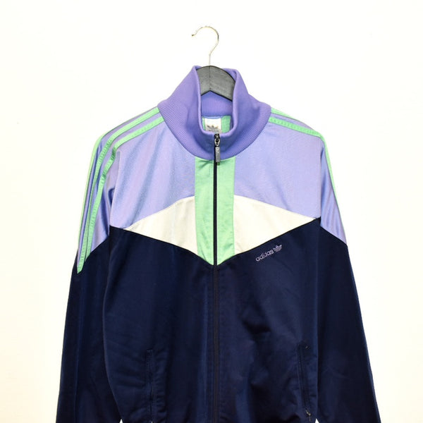 Vintage Adidas tracksuit trackie jacket zip up sweater in dark blue light purple and green