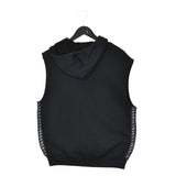 Vintage Asics sleeveless zip up hoodie sweatshirt pullover jumper top in black