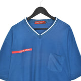 Vintage Prada V-neck t-shirt top blouse tee in navy red and white