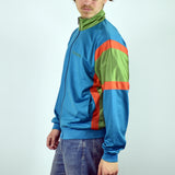 Vintage Reebok tracksuit track jacket fleece windbreaker in cyan, green and orange