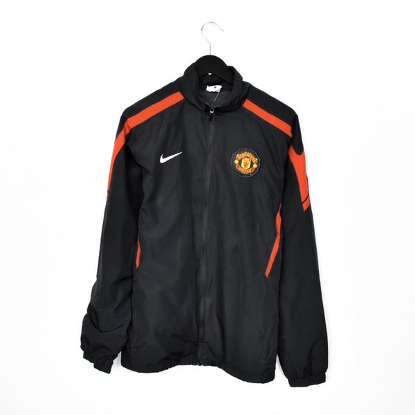 Vintage Nike Manchester United zip up tracksuit track jacket trackie sweater windbreaker jumper sweatshirt pullover long sleeve in dark grey and red