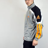 Vintage Adidas tracksuit track jacket fleece windbreaker in gray, black, yellow and white