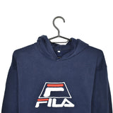 Vintage Fila hoodie pullover sweatshirt windbreaker fleece track jacket in dark blue