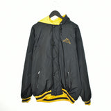 Vintage Kappa bomber jacket windbreaker track jacket in black and yellow with a hood