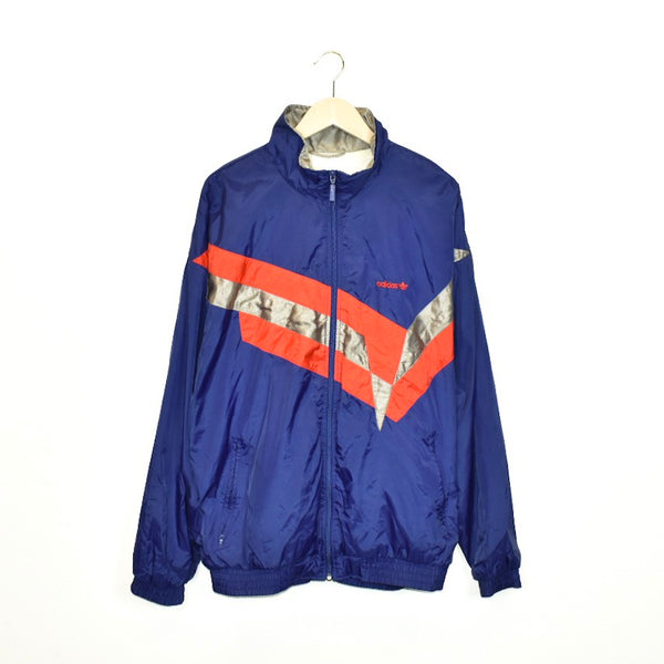 Vintage Adidas windbreaker fleece track jacket bomber jacket in dark blue