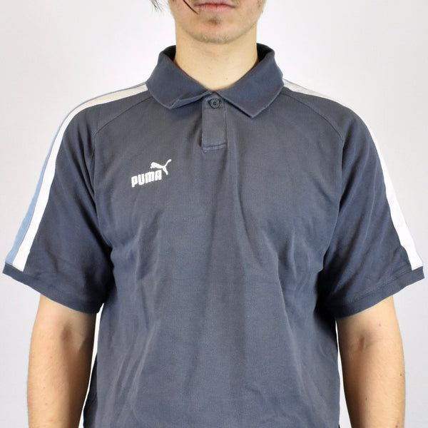 Vintage Puma polo shirt t shirt pullover in gray