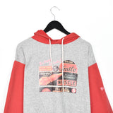 Vintage hoodie pullover sweatshirt top in grey and red