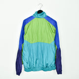 Vintage Sergio Tacchini track fleece longsleeve tee pullover windbreaker sweatshirt in blue green and cyan