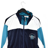 Vintage Adidas sport windbreaker zip up tracksuit track jacket trackie sweater jumper sweatshirt pullover long sleeve in blue and white