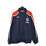 Vintage Umbro windbreaker zip up tracksuit track jacket trackie sweater jumper sweatshirt pullover long sleeve in dark blue and red