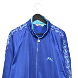 Vintage Fila windbreaker zip up tracksuit track jacket trackie sweater jumper sweatshirt pullover long sleeve in blue and cyan