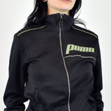 Vintage Puma tracksuit track jacket fleece jumper in black and khaki