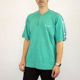 Vintage Champion polo shirt t-shirt pullover in cyan