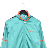 Vintage Fila zip up windbreaker tracksuit track jacket trackie sweater jumper sweatshirt pullover long sleeve in emerald green
