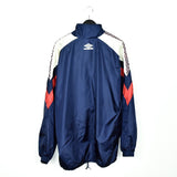 Vintage Umbro track fleece longsleeve tee pullover windbreaker sweatshirt in blue white and red