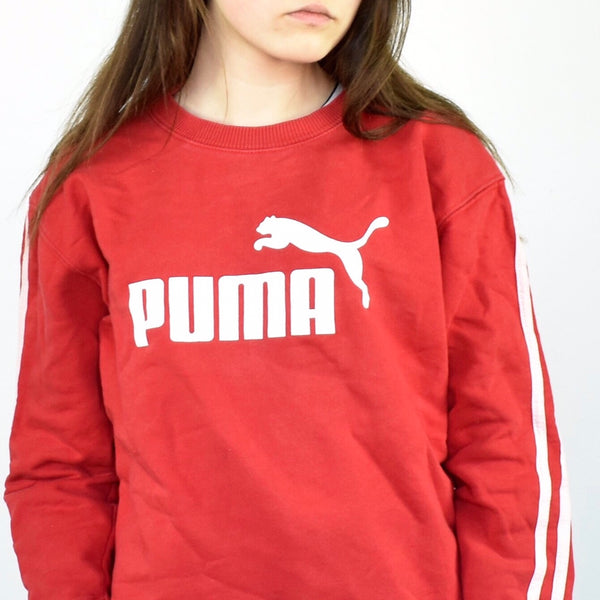Vintage Puma sweatshirt jumper sweater pullover hoodie in red