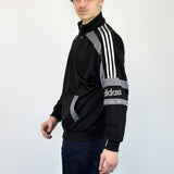 Vintage Adidas tracksuit track jacket fleece windbreaker in black and gray