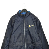 Vintage Nike puffer jacket bomber zip up track jacket windbreaker sweatshirt longsleeve tee pullover jumper in navy and yellow