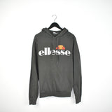 Vintage Ellesse hoodie pullover sweatshirt windbreaker fleece track jacket in dark grey
