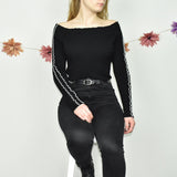 Cute off-shoulder Zara jumper sweater top cardigan pullover in black and white