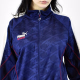 Vintage Puma tracksuit track jacket fleece windbreaker in navy blue and white