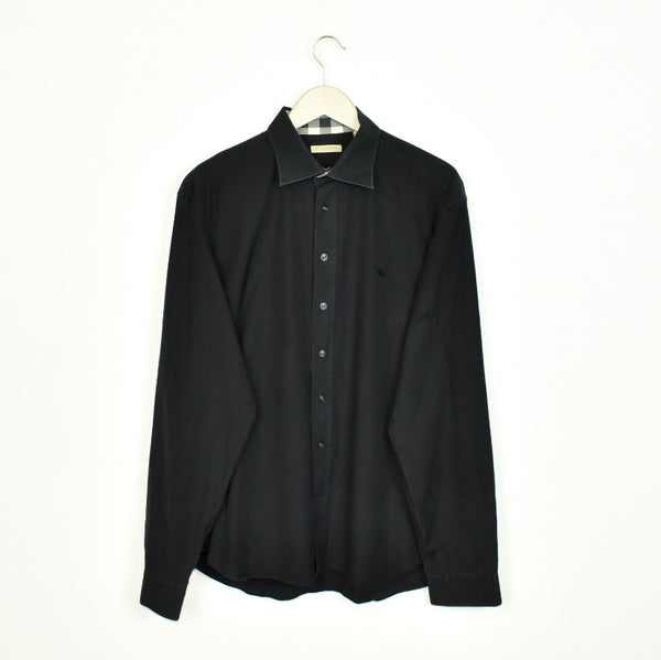 Vintage Burberry collared button-down shirt top blouse in black