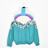 Vintage lotto track jacket longsleeve tee pullover windbreaker sweatshirt in white and electric blue