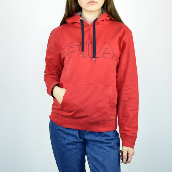 Vintage Fila hoodie jumper sweater pullover in red