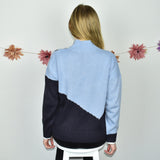 Vintage jumper sweater top pullover with collars in light and dark blue