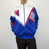 Vintage Umbro tracksuit track jacket fleece windbreaker in navy blue, white and red