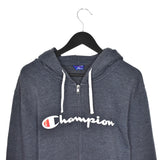 Vintage Champion zip up hoodie pullover sweatshirt windbreaker fleece track jacket in dark grey