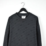 Vintage Adidas jumper pullover sweatshirt windbreaker fleece track jacket in dark grey