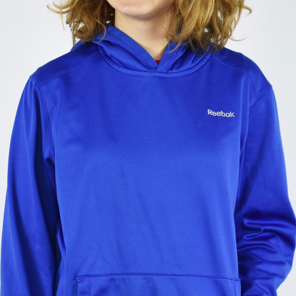 Reebok hoodie sweater sweatshirt jumper in blue, shinny material