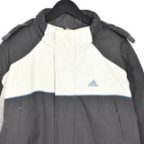 Vintage Adidas winter coat puffer jacket track fleece longsleeve tee pullover windbreaker sweatshirt in grey and beige
