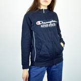 Vintage Champion zip up sweatshirt jumper sweater pullover hoodie in navy blue