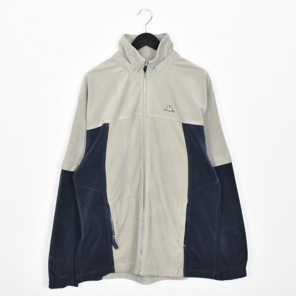 Vintage Kappa track jacket longsleeve tee pullover windbreaker sweatshirt in grey and navy