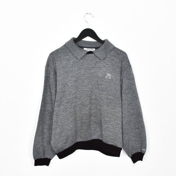 Vintage lotto polo sweatshirt longsleeve tee pullover jumper in grey and black