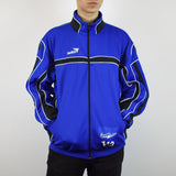 Vintage Jako track jacket tracksuit trackie jumper in blue with black stripes
