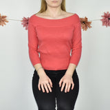 Cute striped off shoulder jumper sweater top cardigan pullover in white pink