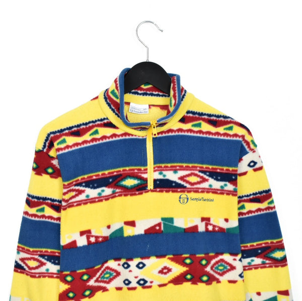 Vintage Sergio Tacchini quarter zip up pullover sweatshirt jumper windbreaker fleece track jacket in multi colours