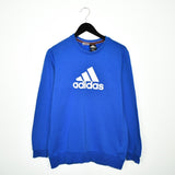 Vintage Adidas sweatshirt pullover jumper hoodie in blue and white