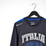 Vintage Champion jumper pullover fleece track sweatshirt bomber jacket in dark grey and blue