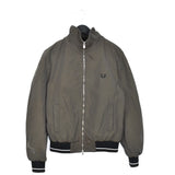 Vintage Fred Perry bomber jacket windbreaker zip up tracksuit track jacket trackie sweater jumper sweatshirt pullover long sleeve in brown/army green