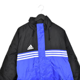 Vintage Adidas puffer jacket bomber zip up track jacket windbreaker sweatshirt longsleeve tee pullover jumper in blue and black